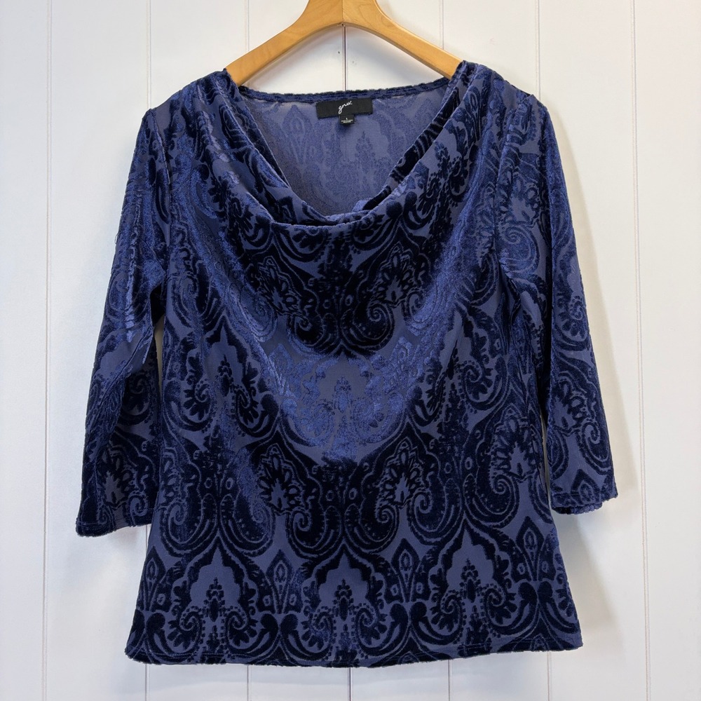 GNW Whimsigoth Cowl Neck Burnout Velvet Top Women Size L Fairy Grunge Night Out